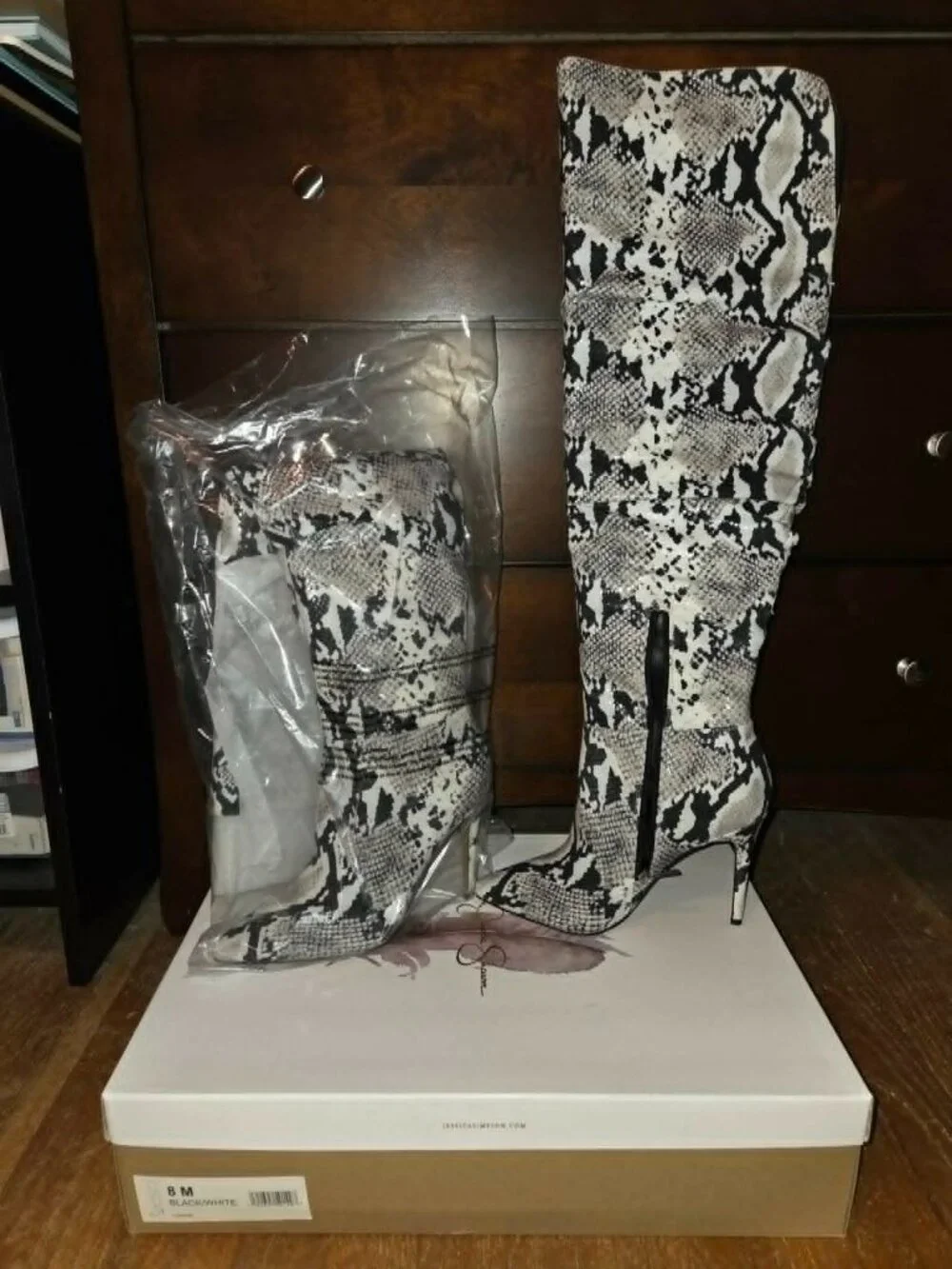 Jessica Simpson Louxie Boots – Black/White – Women's US 8M – NEW in Box